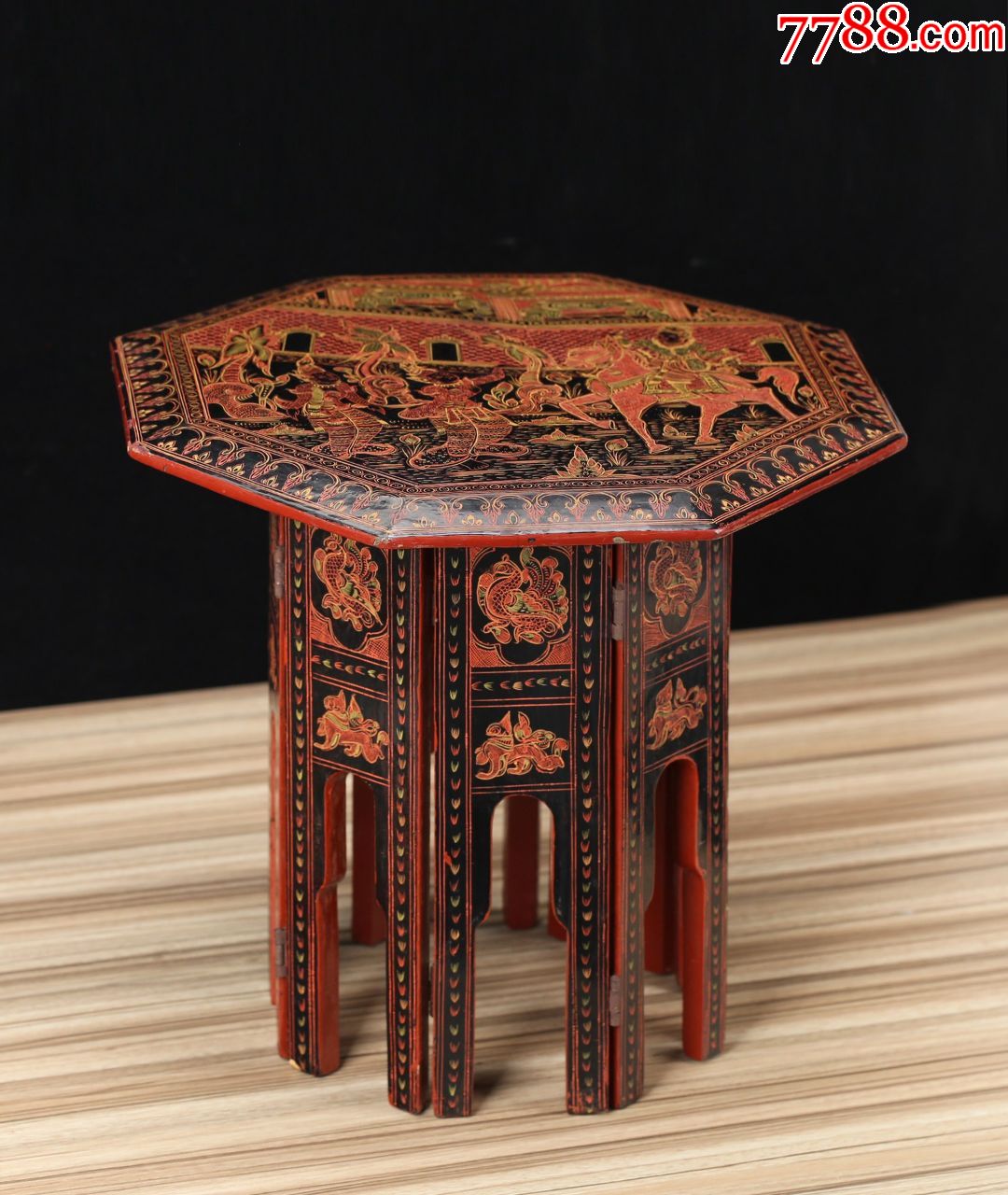 木胎漆器人物故事花台