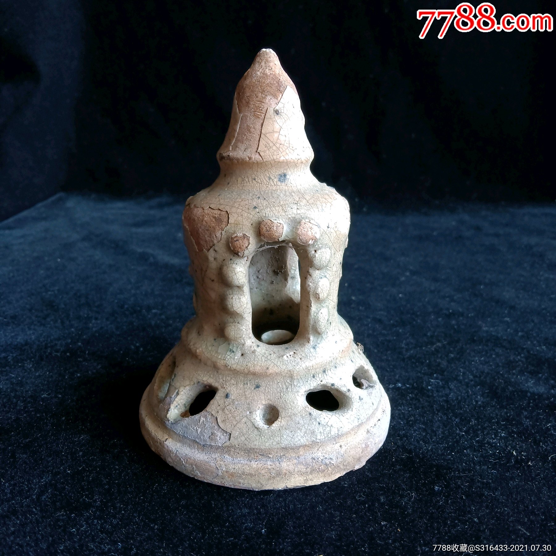 唐代长沙窑青黄釉炉顶