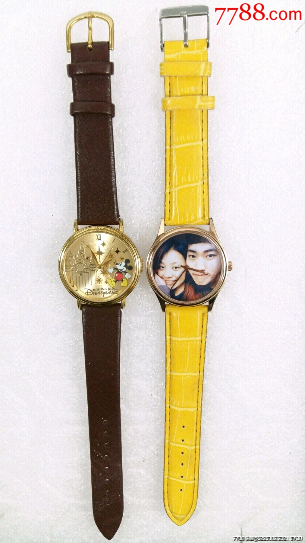 黄色石英机芯男式手表两个