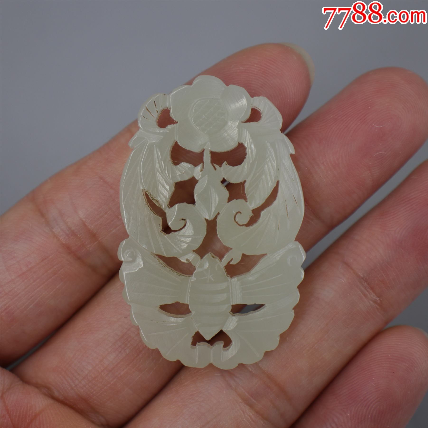 和田纯手工蝴蝶双面工小玉佩