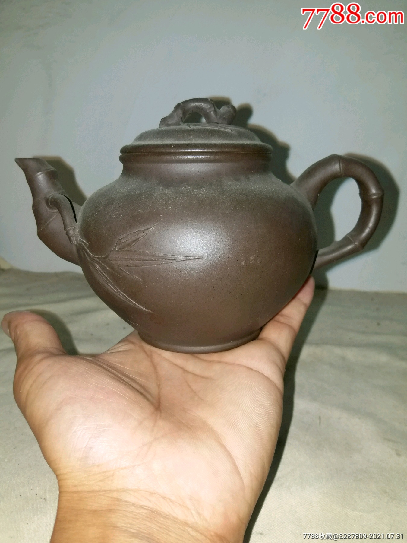 老紫砂竹报春壶