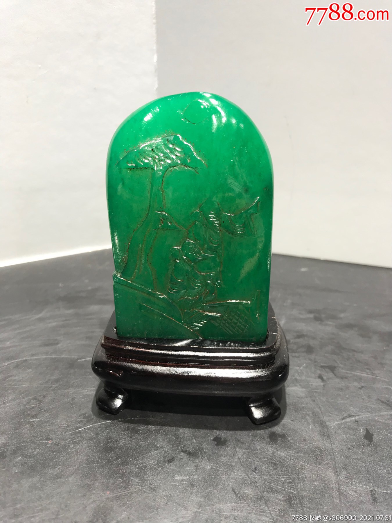 山子雕绿色寿山石印章