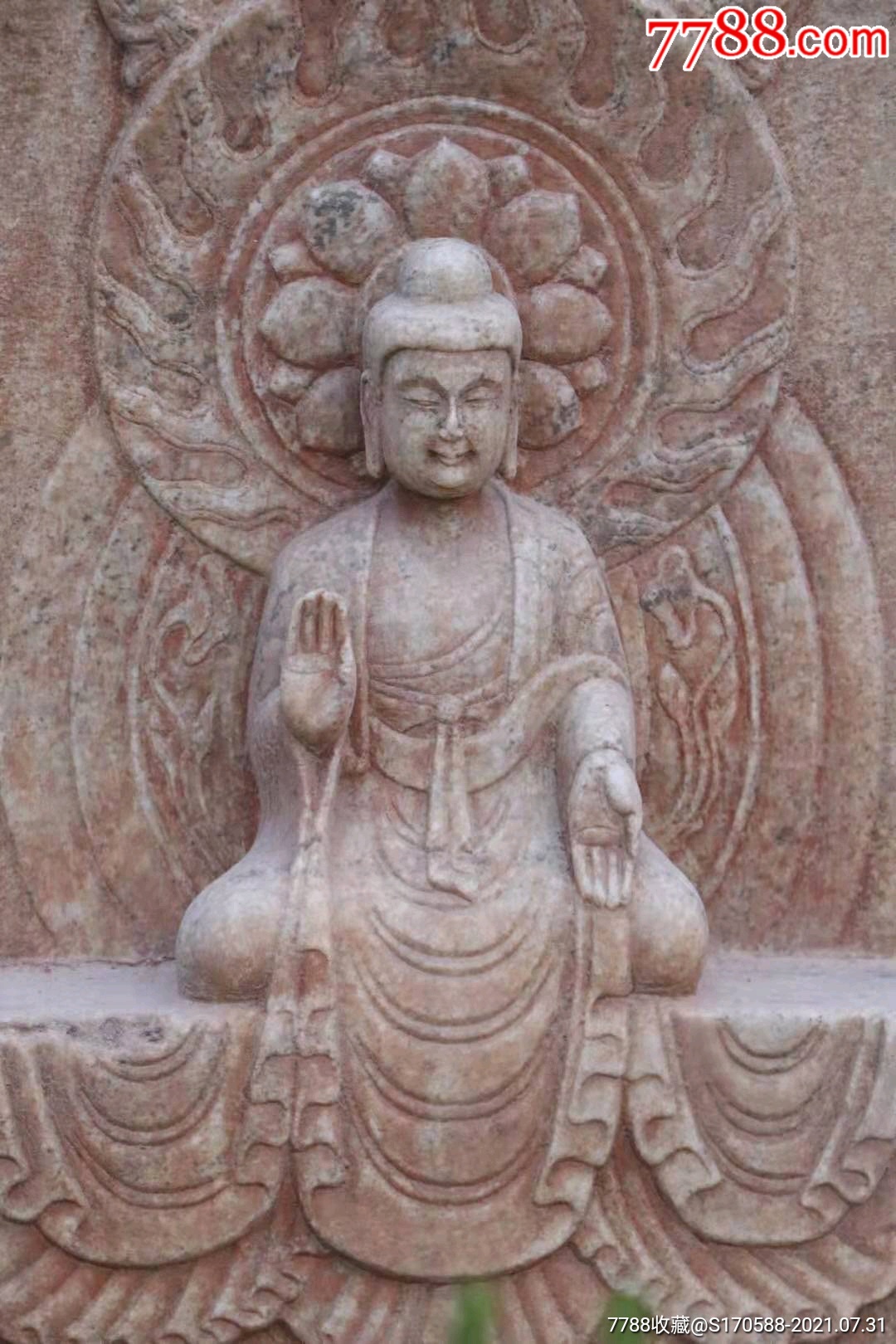 下乡拆迁收到汉白玉石头佛像完整无缺品相如图尺寸70/42/17公分