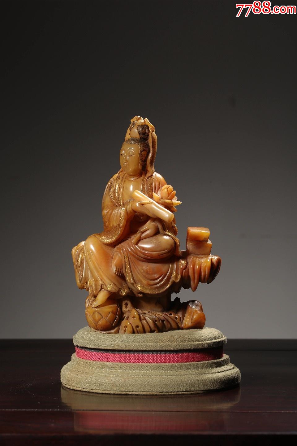 清寿山石雕持经观音坐像_寿山石_图片鉴别_收藏价格_7788寿山石收藏