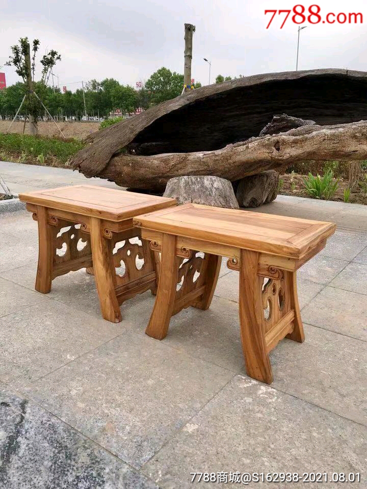 老榆木将军凳一对_木椅/凳_图片价值_收藏交易_7788小人书