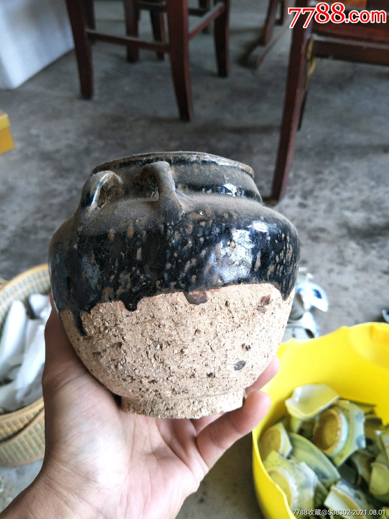 元代黑釉四系罐一枚临清运河古玩店万枚瓷片标本馆