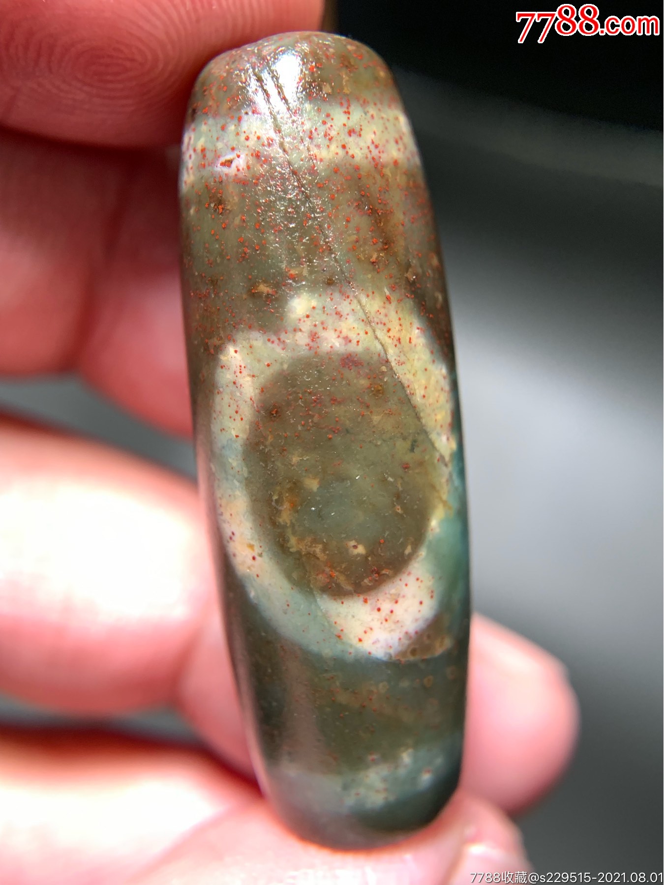 藏传带朱砂一眼天地象雄天珠398145毫米