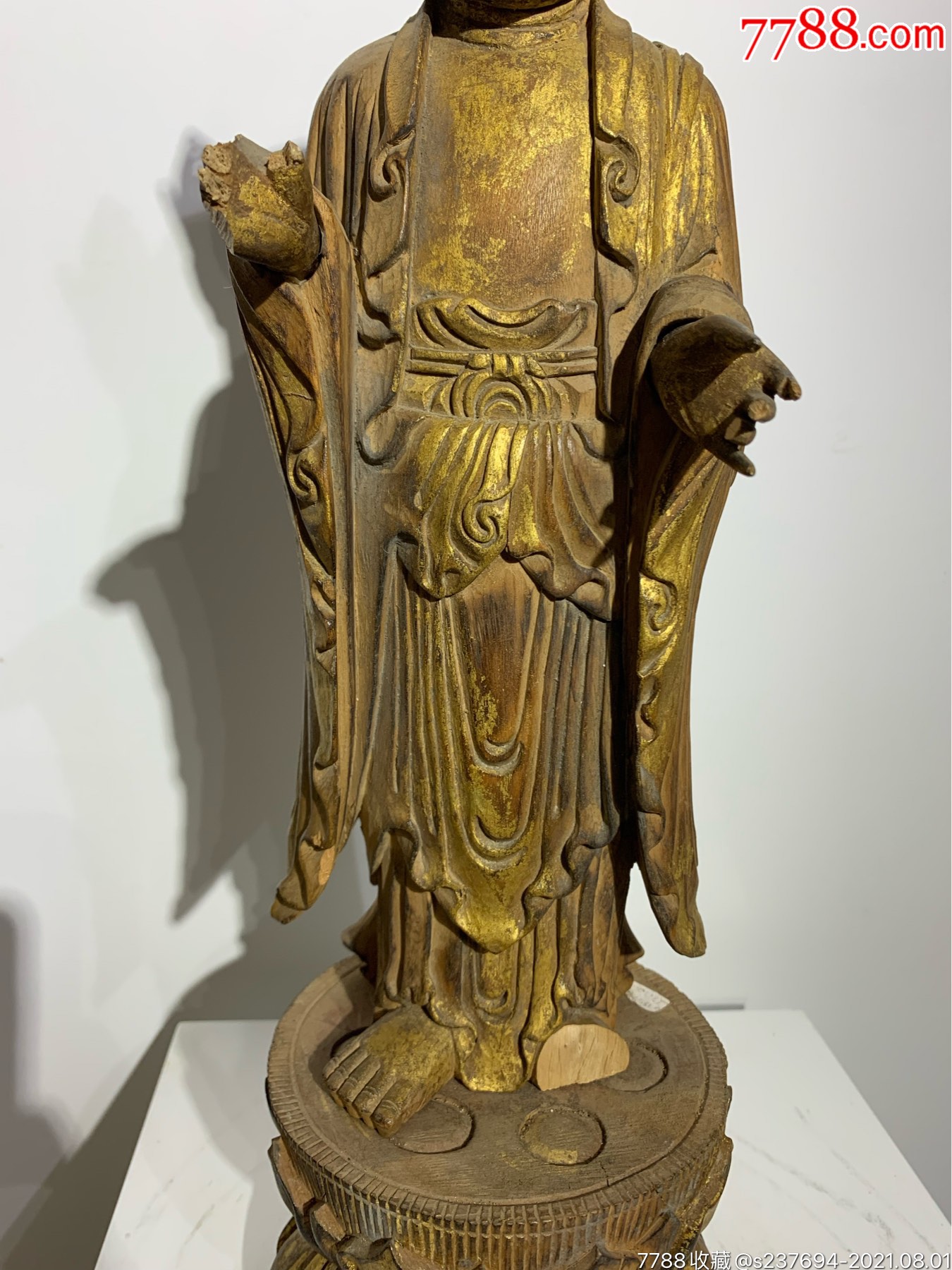 清代浙江工香樟木雕菩萨-木佛像/人像-7788木艺