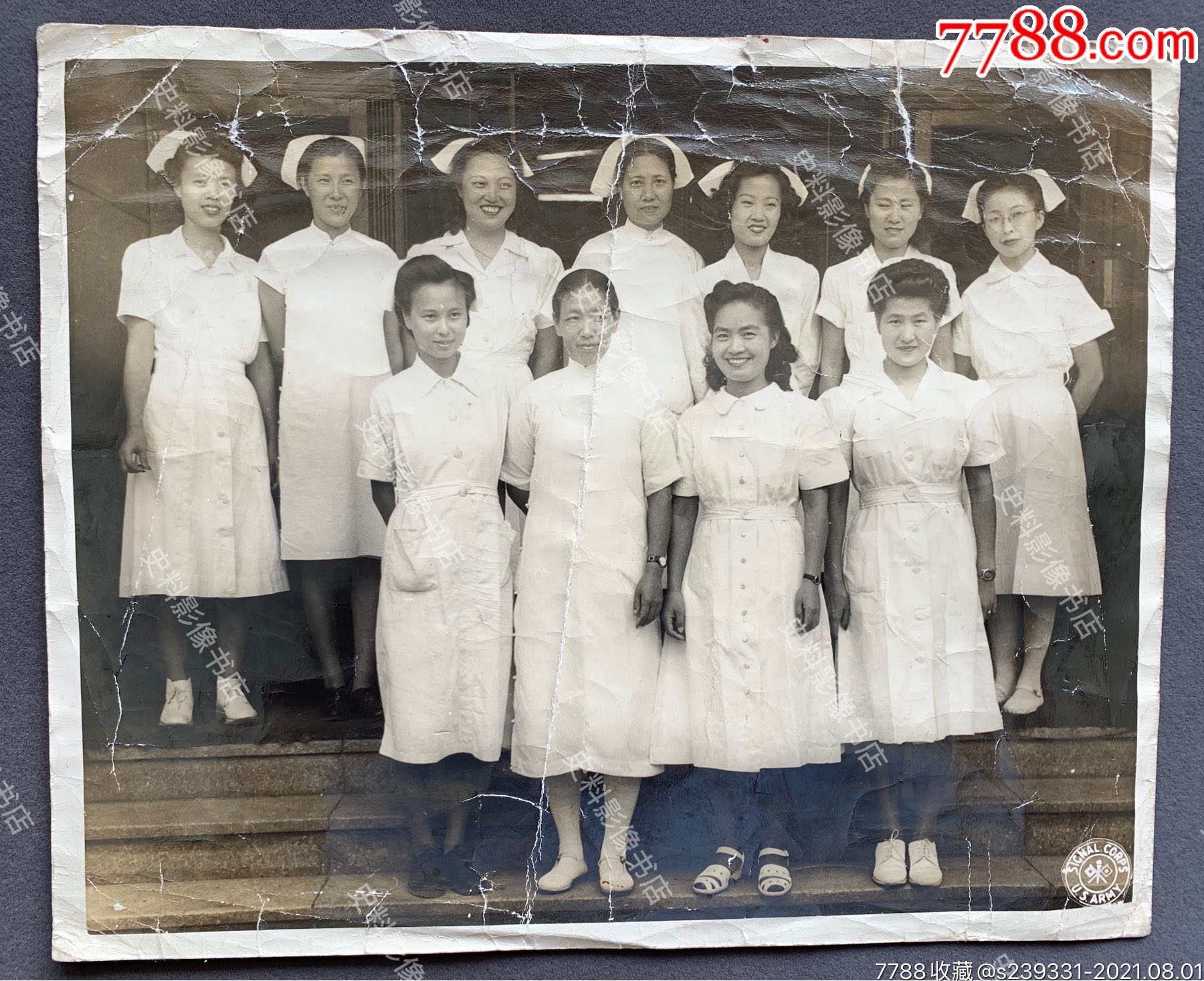 抗战时期援华美军通信兵*队摄制中国战区大后方女护士合影照一大张