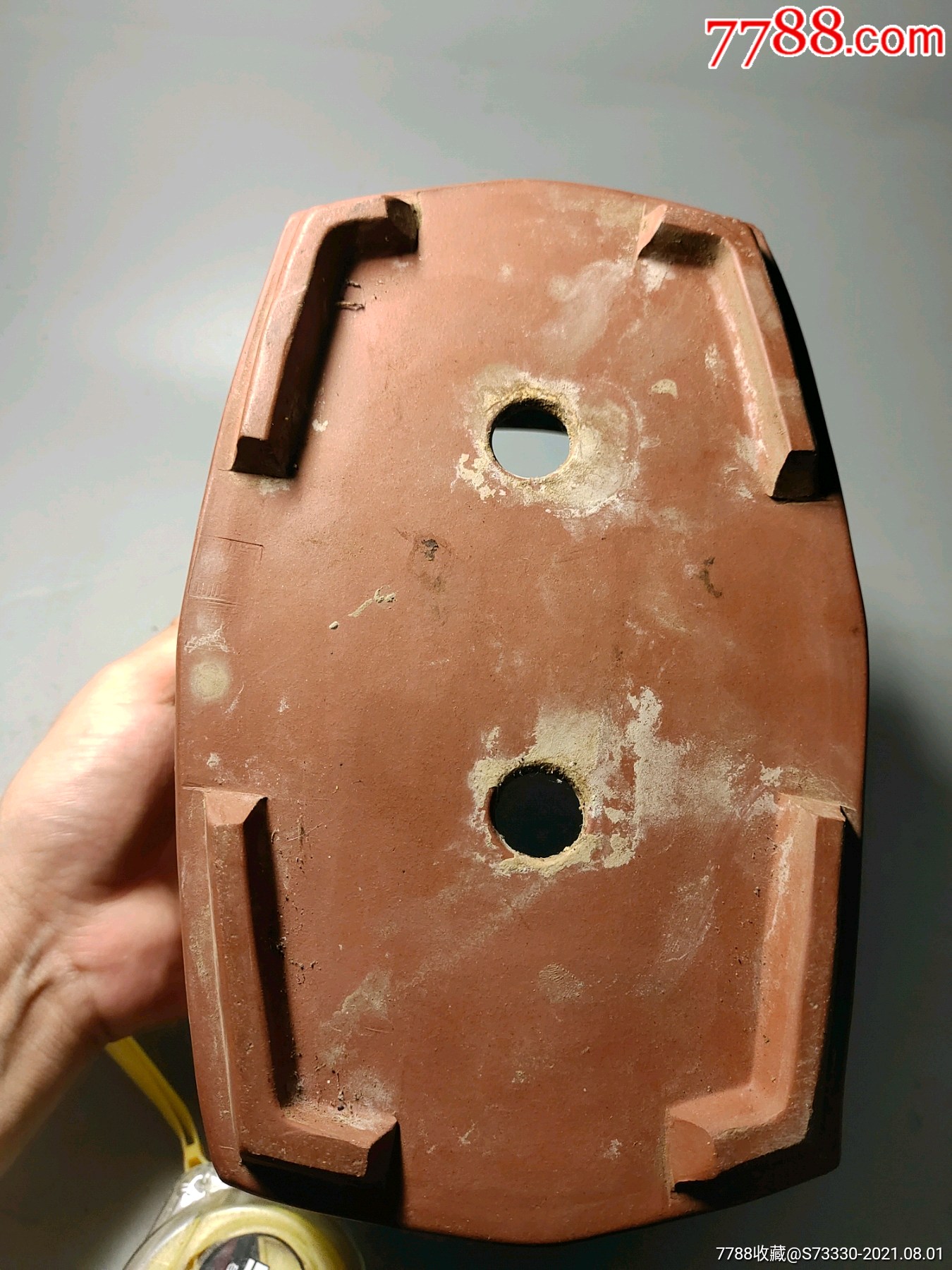 80年代,叶生刻紫砂马槽花盆