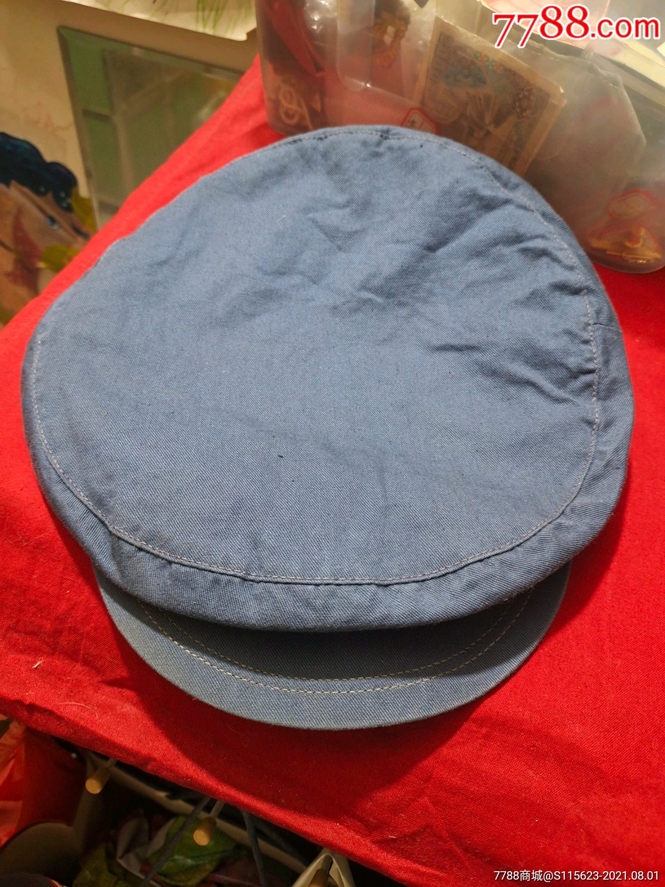 65式好品海军灰斜纹棉布解放帽3号57厘米头围.