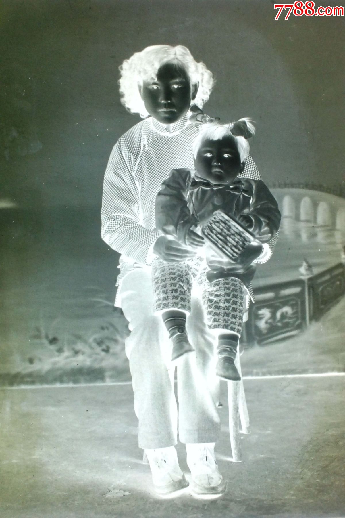 母女俩(布景照)【老底片】-价格:5元-se81778797-老照片-零售-7788