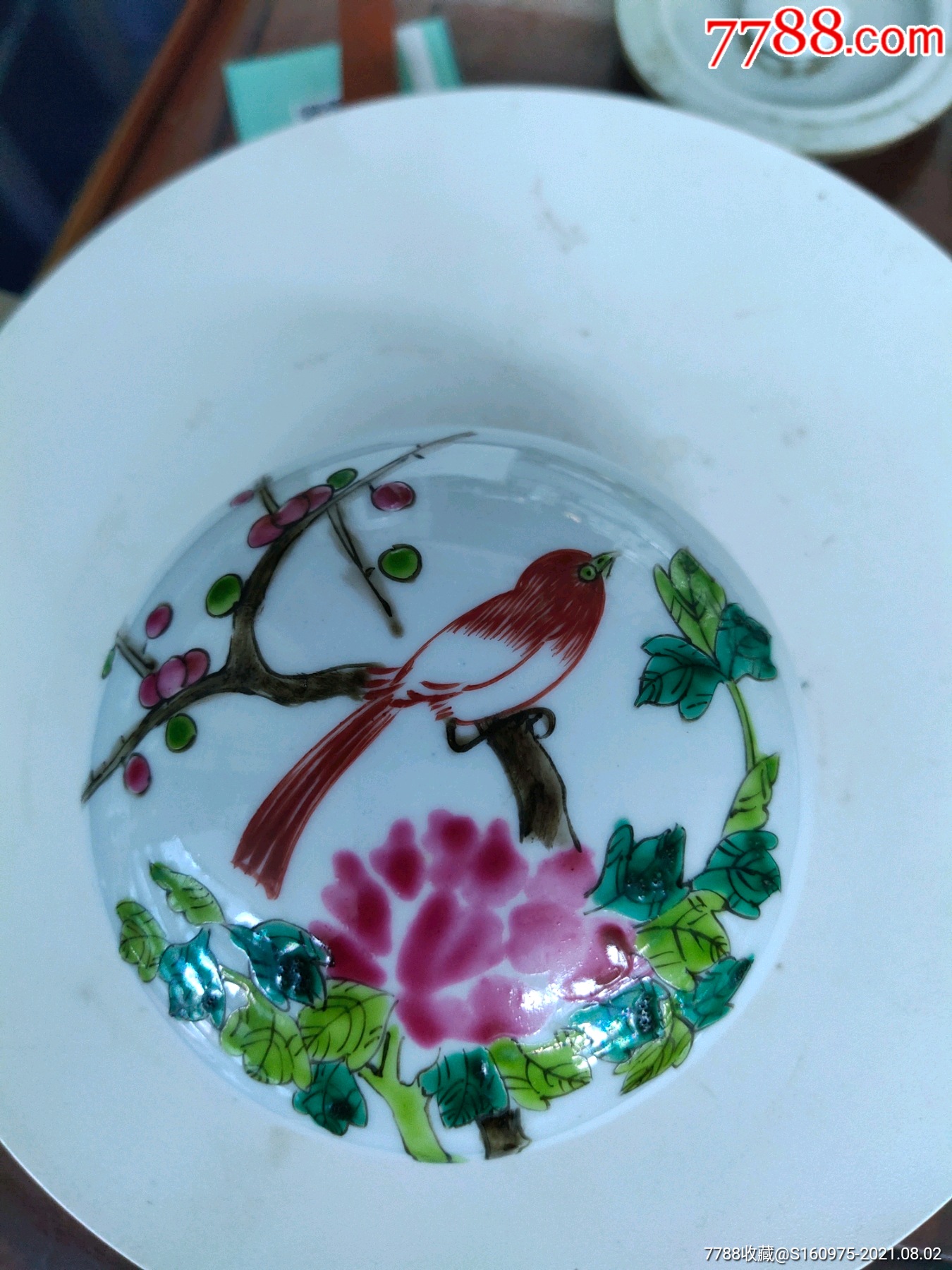 民国名家唐子桢粉彩富贵长寿,粉彩花鸟印泥盒,9.5*6*4.