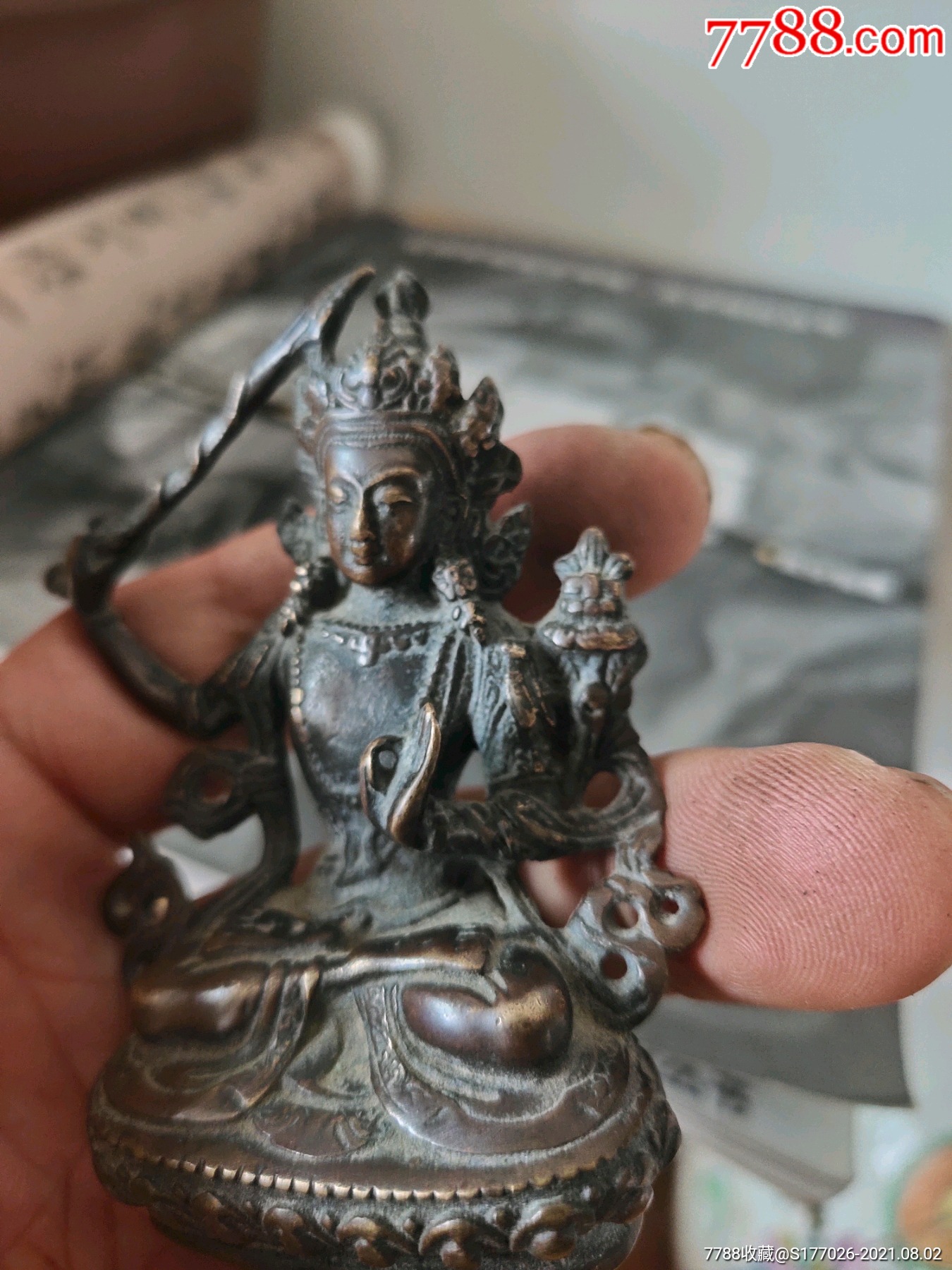 清代全铜文殊菩萨一尊开脸漂亮-铜像/铜佛像-7788商城__七七八八商品