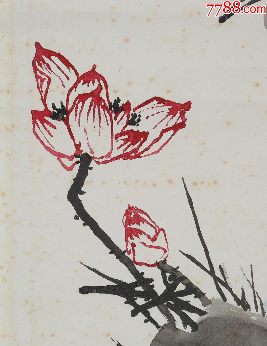 北京著名画家丁博平指画荷塘清趣纸本镜片