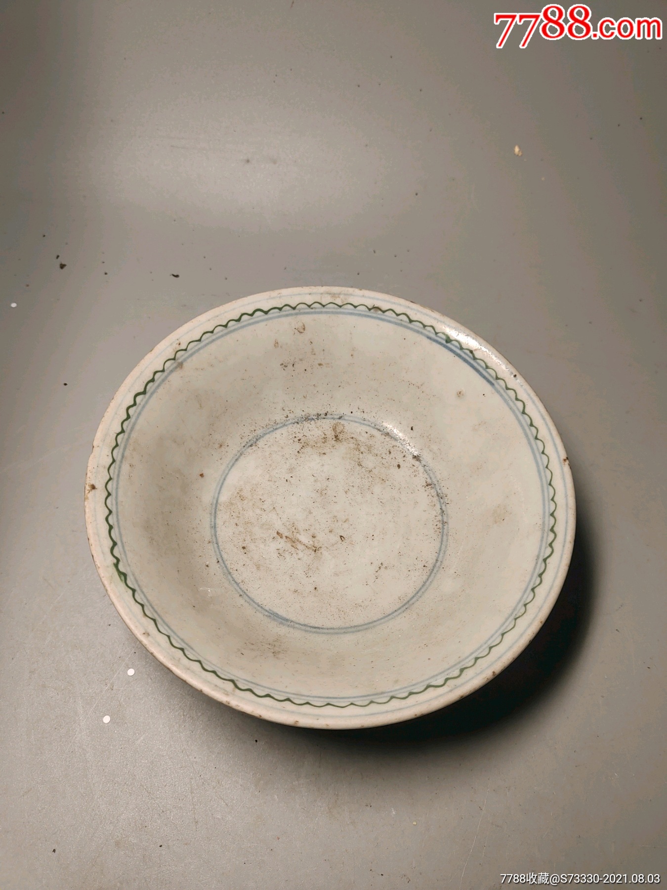 民国建国初,醴陵釉下彩撇口小碗,磕