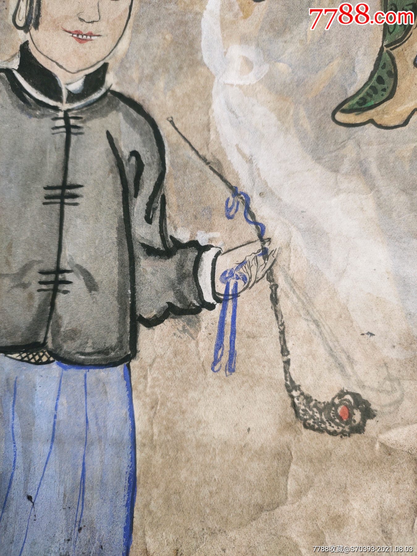 清代手绘人物休闲画,画心64乘以44厘米