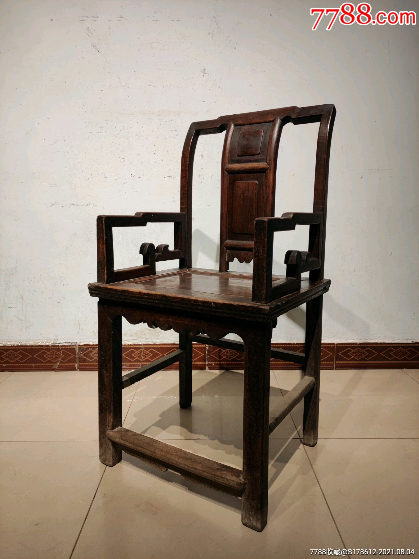 清代官家用极品太师椅老榆木做工精细品相一流全品无松动