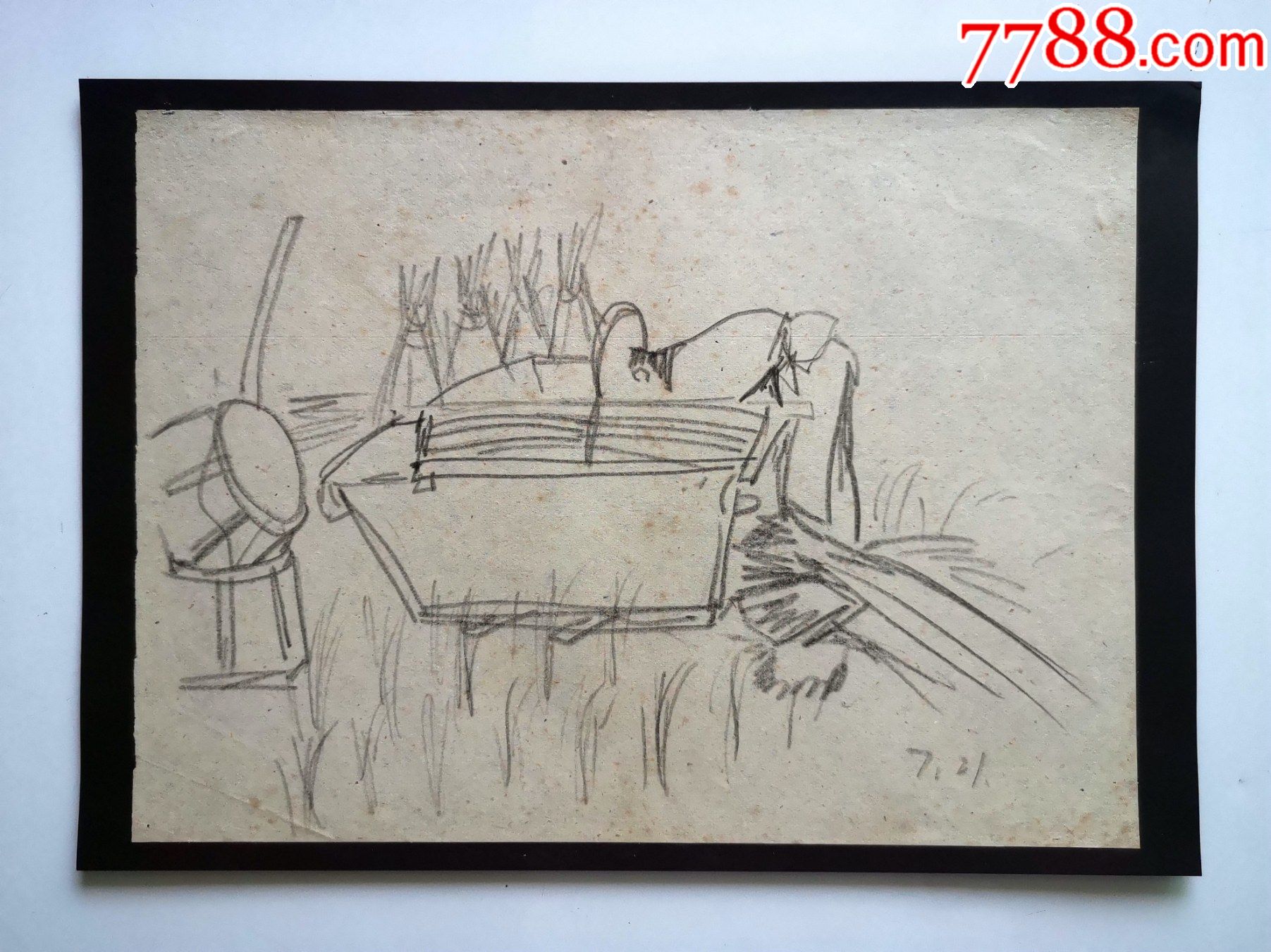 著名摄影家张一群80年代手绘素描速写画稿原作收割1包老包真