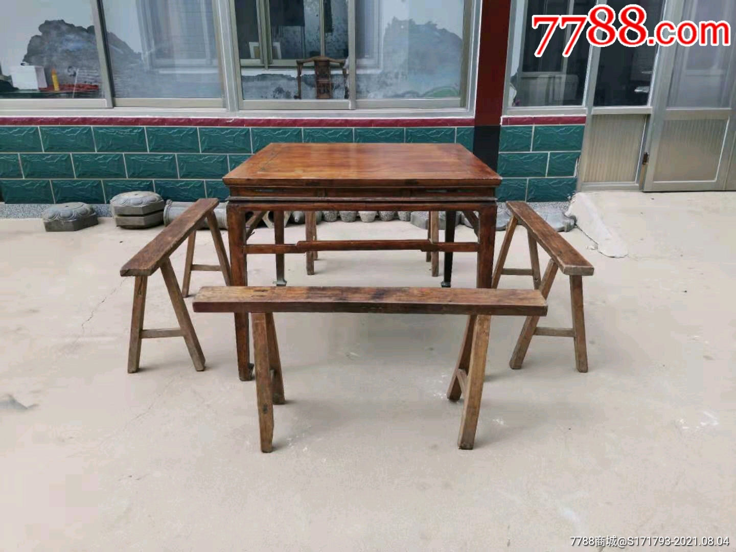 民国时期,老茶桌五件套,方桌