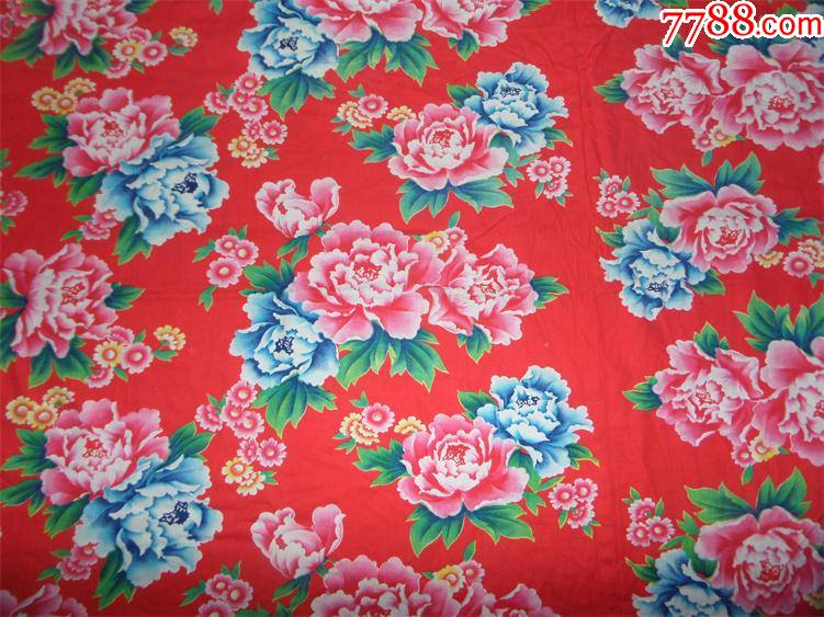 老被面收藏780年代斜纹老花布1745