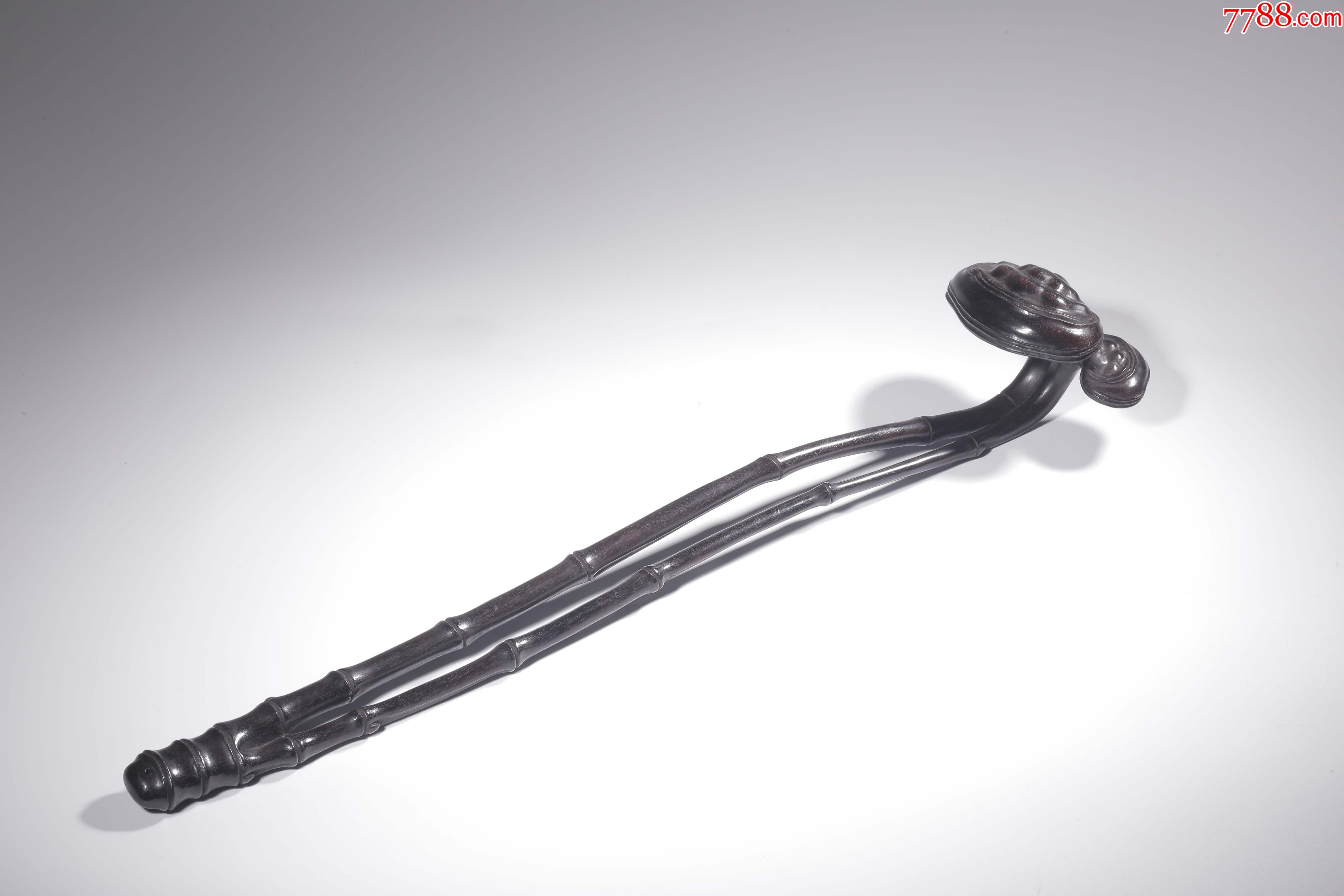 小叶紫檀雕灵芝纹文房如意asy26f