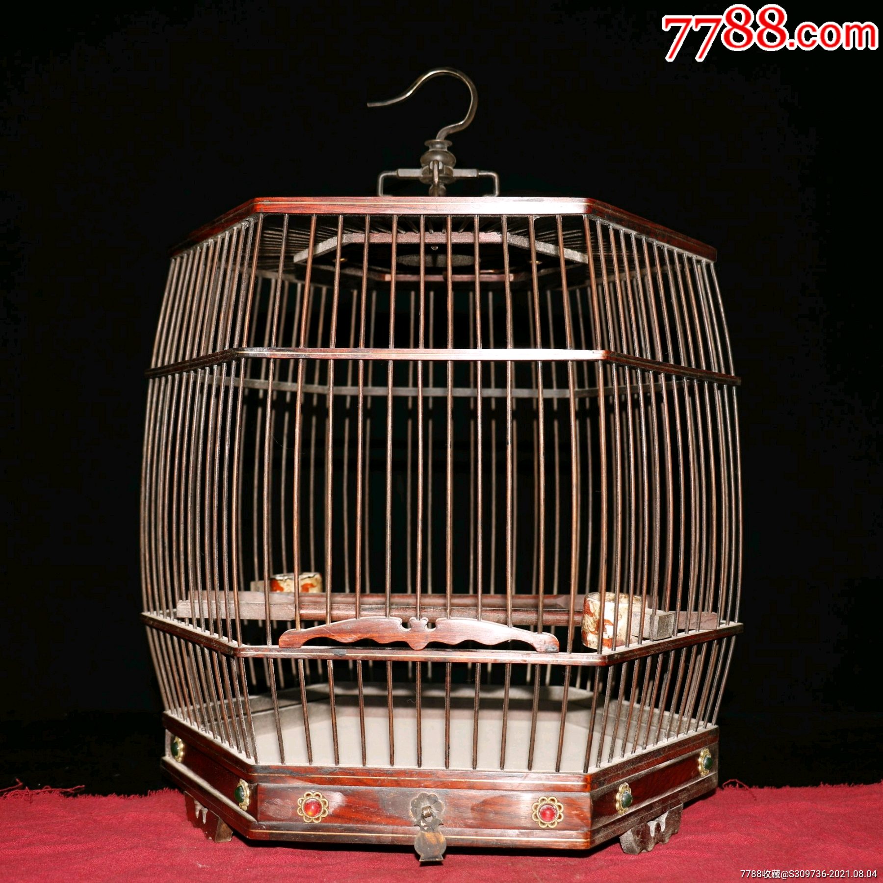 老花梨木六角大鸟笼