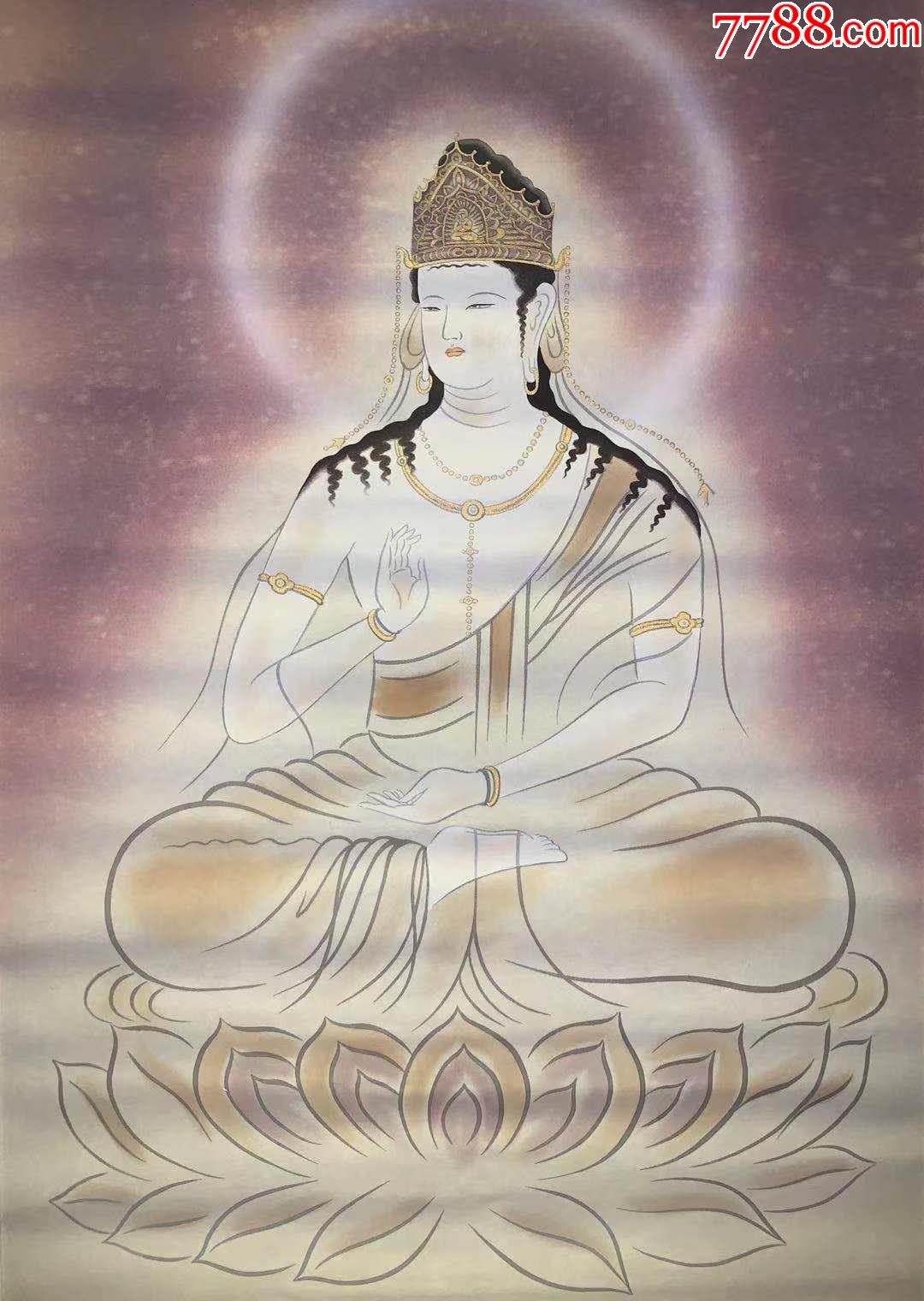 日本回流字画华堂款菩萨像3418玄关家居装饰收藏书画