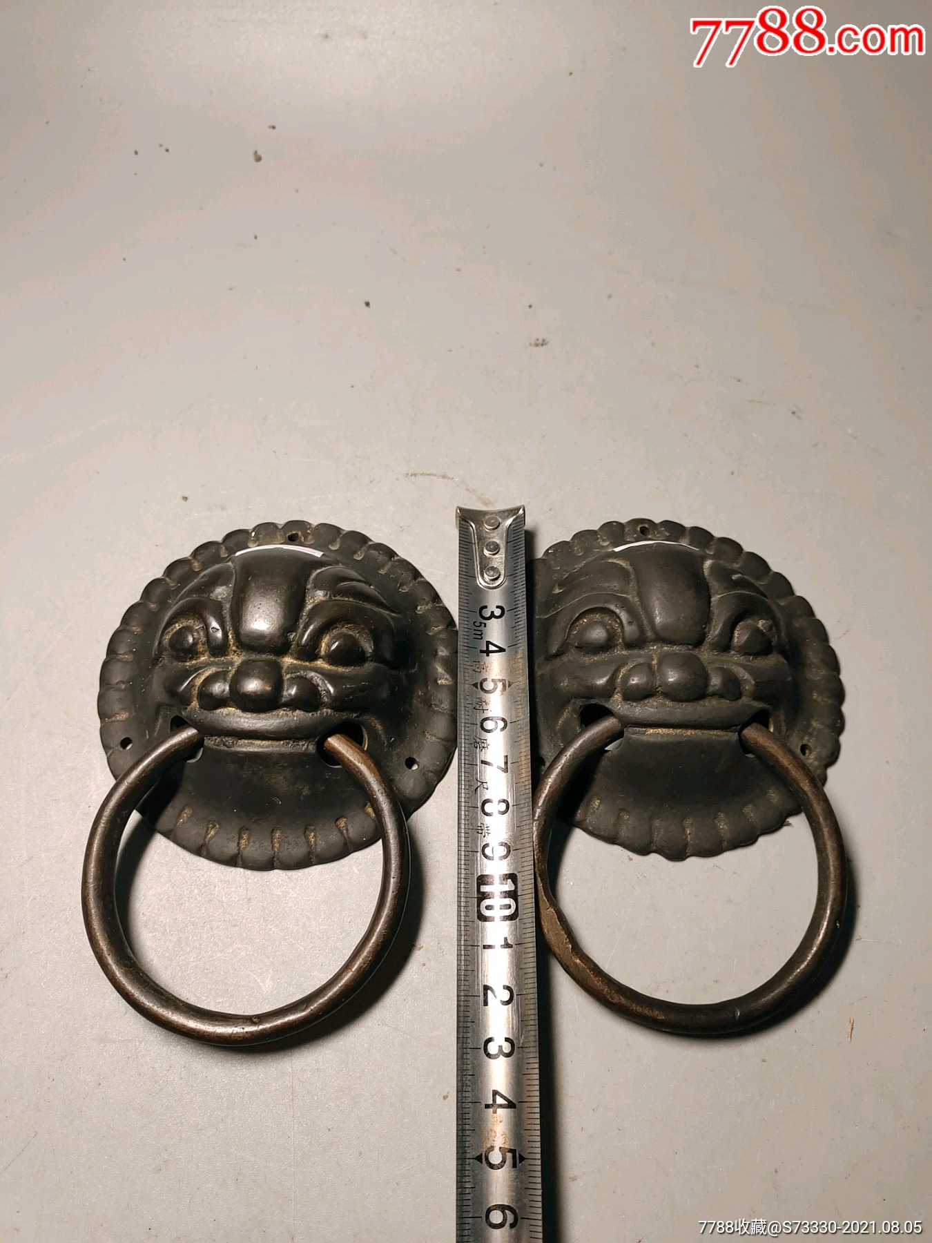 民国时期,老铜门把手一对