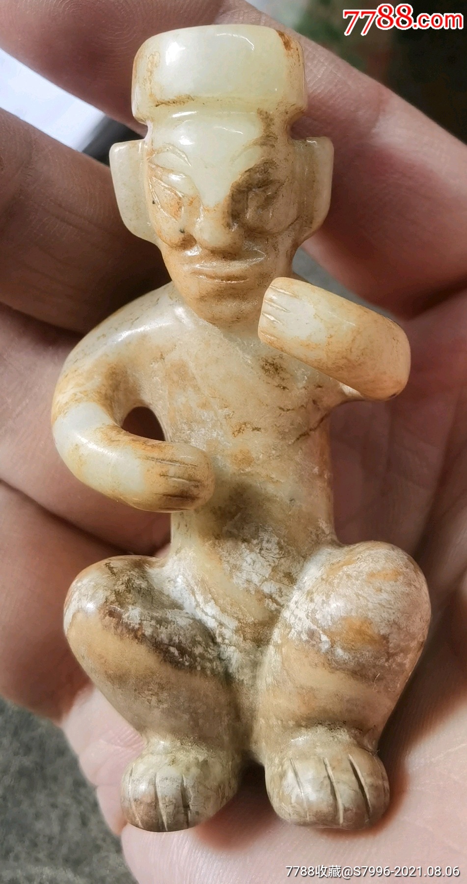 殷商高古玉圆雕玉人