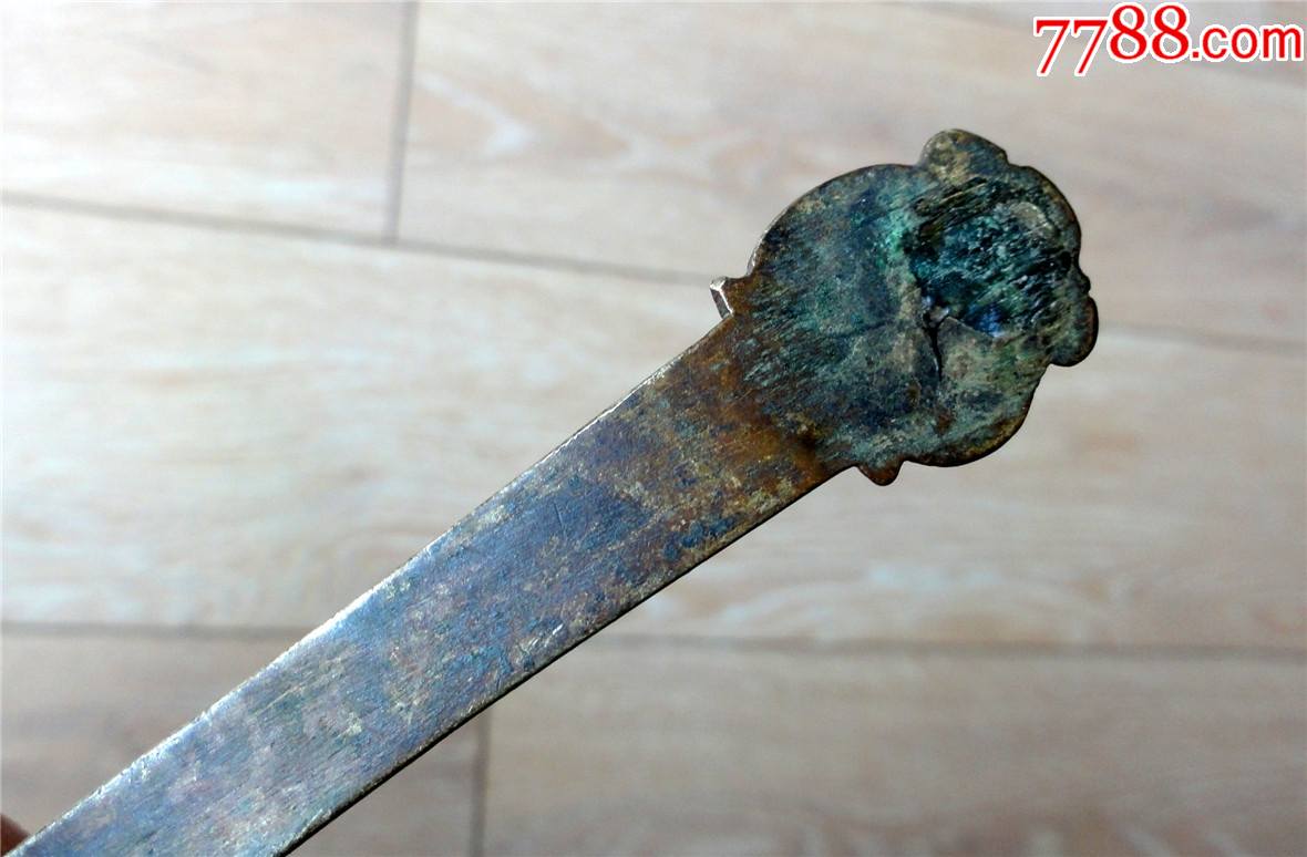 怀旧收藏2108清末民国手工制花柄刻字落款老包浆铜汤勺68g