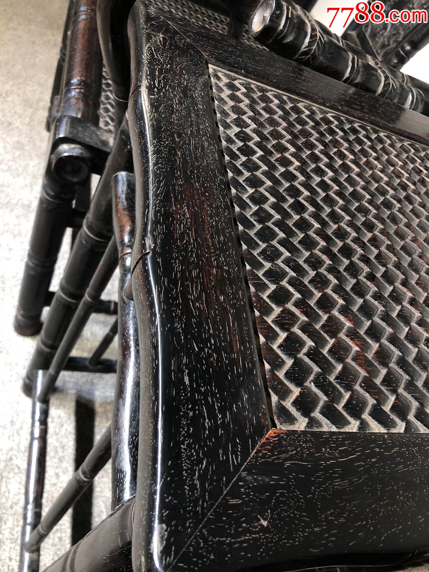 小叶紫檀竹节椅子,满金星牛毛纹清晰,全隼卯结构_其他木艺家具_第6张