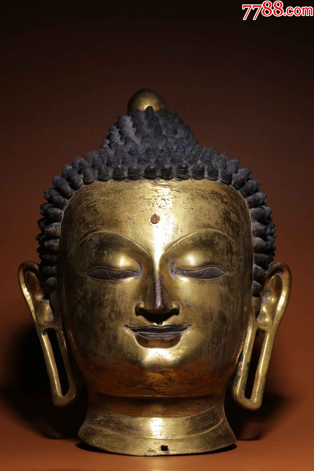 清铜鎏金释迦牟尼佛头-佛像/造像-7788棋牌玩具