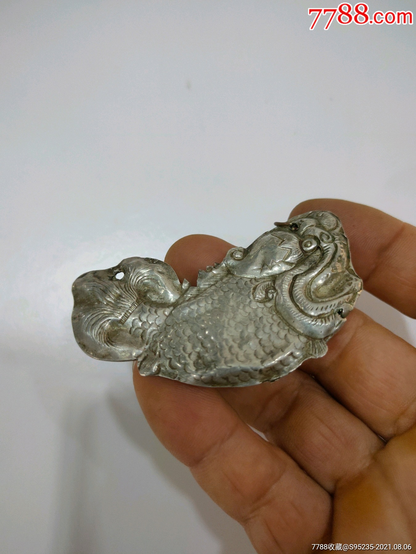 一个造形可爱逼真的辟邪桂鱼银挂件-其他银器-7788商城__七七八八商品