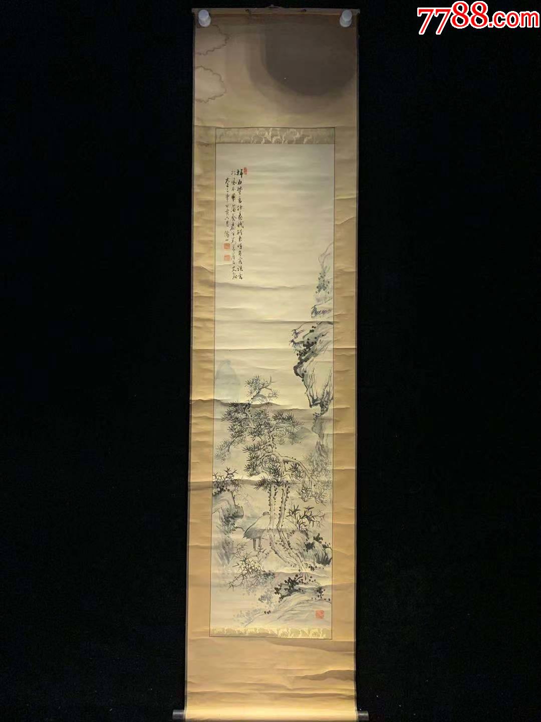 日本回流老字画纸本杉野仙山清末山水3429中古真迹书画-山水国画原作-7788字画网