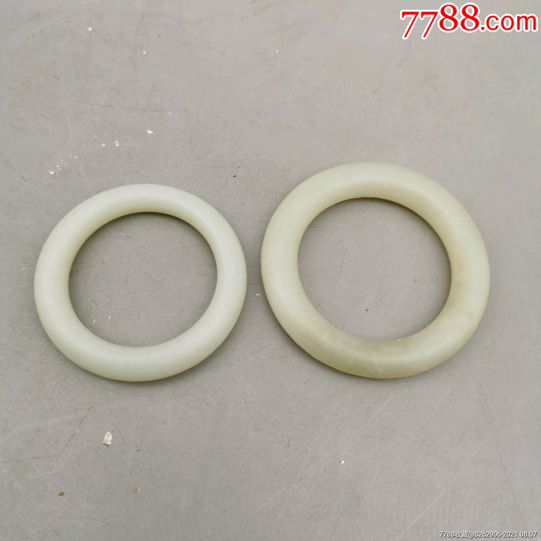 清代白玉环袈裟环两个