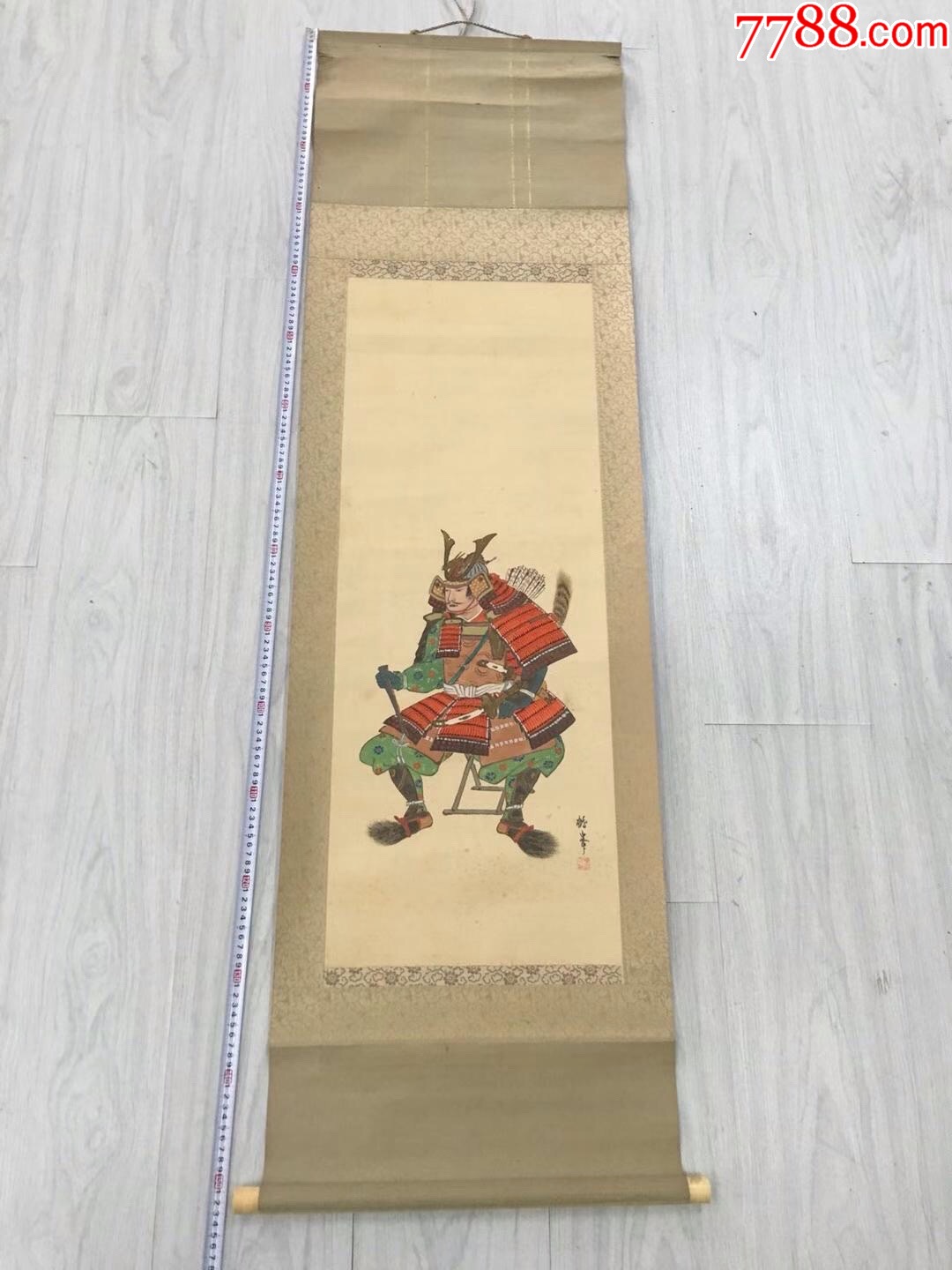 日本手绘武士题材图轴