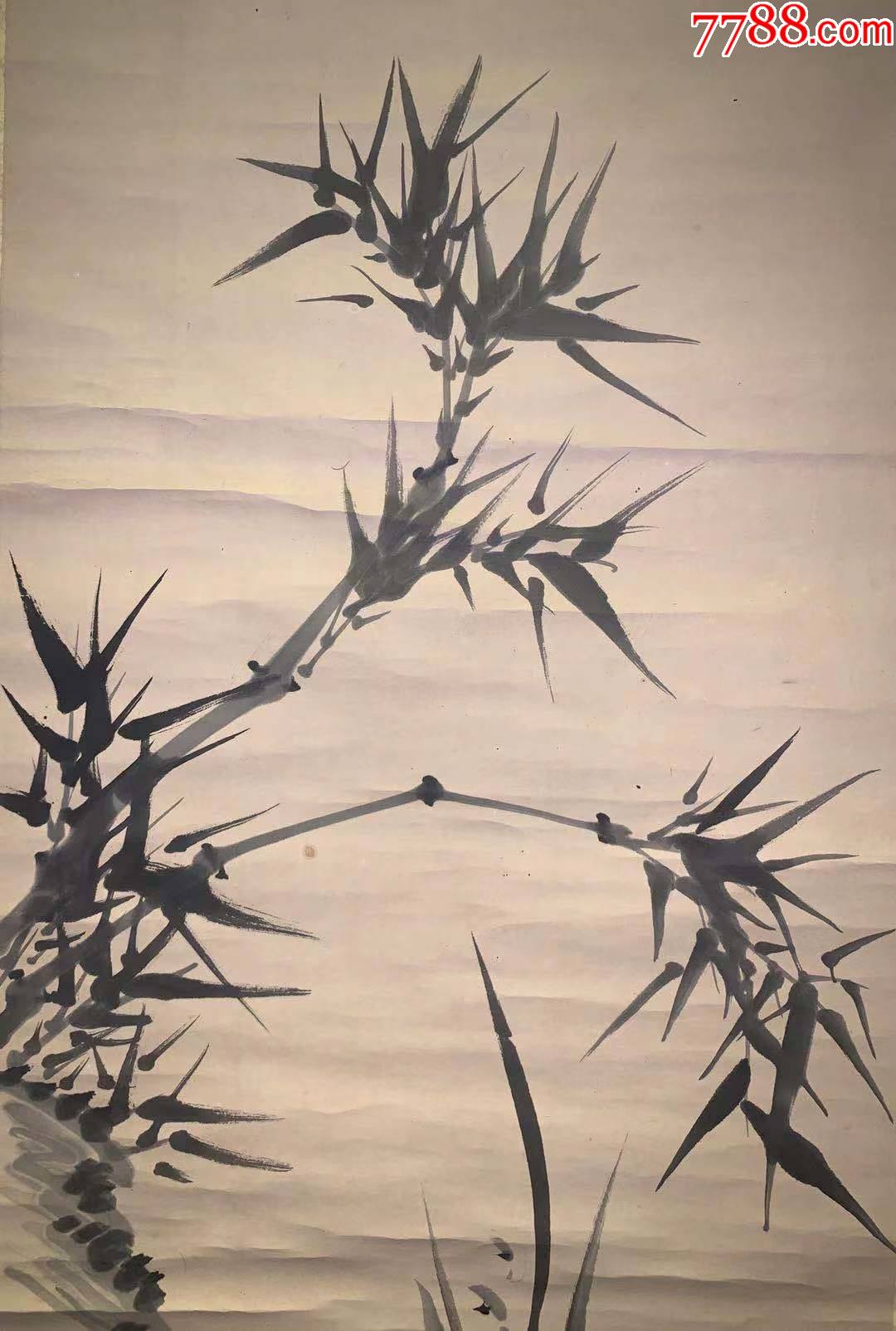 日本回流老字画纸本清末三人合绘墨花竹3455中古真迹书画