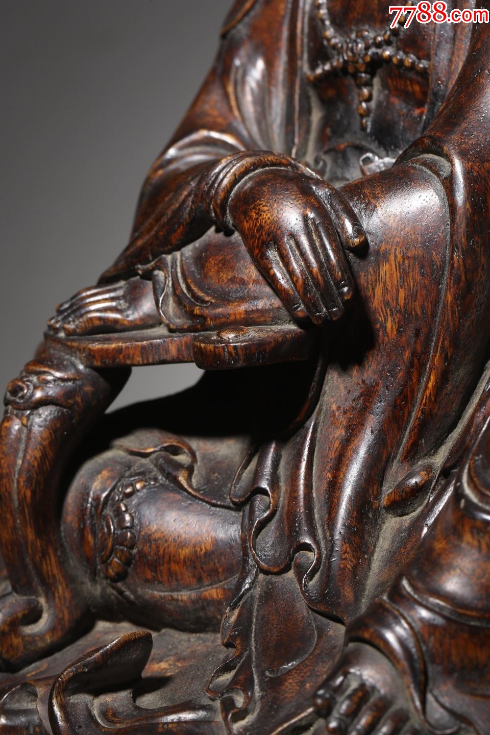 沉香木雕观音坐像-木佛像/人像-7788木艺