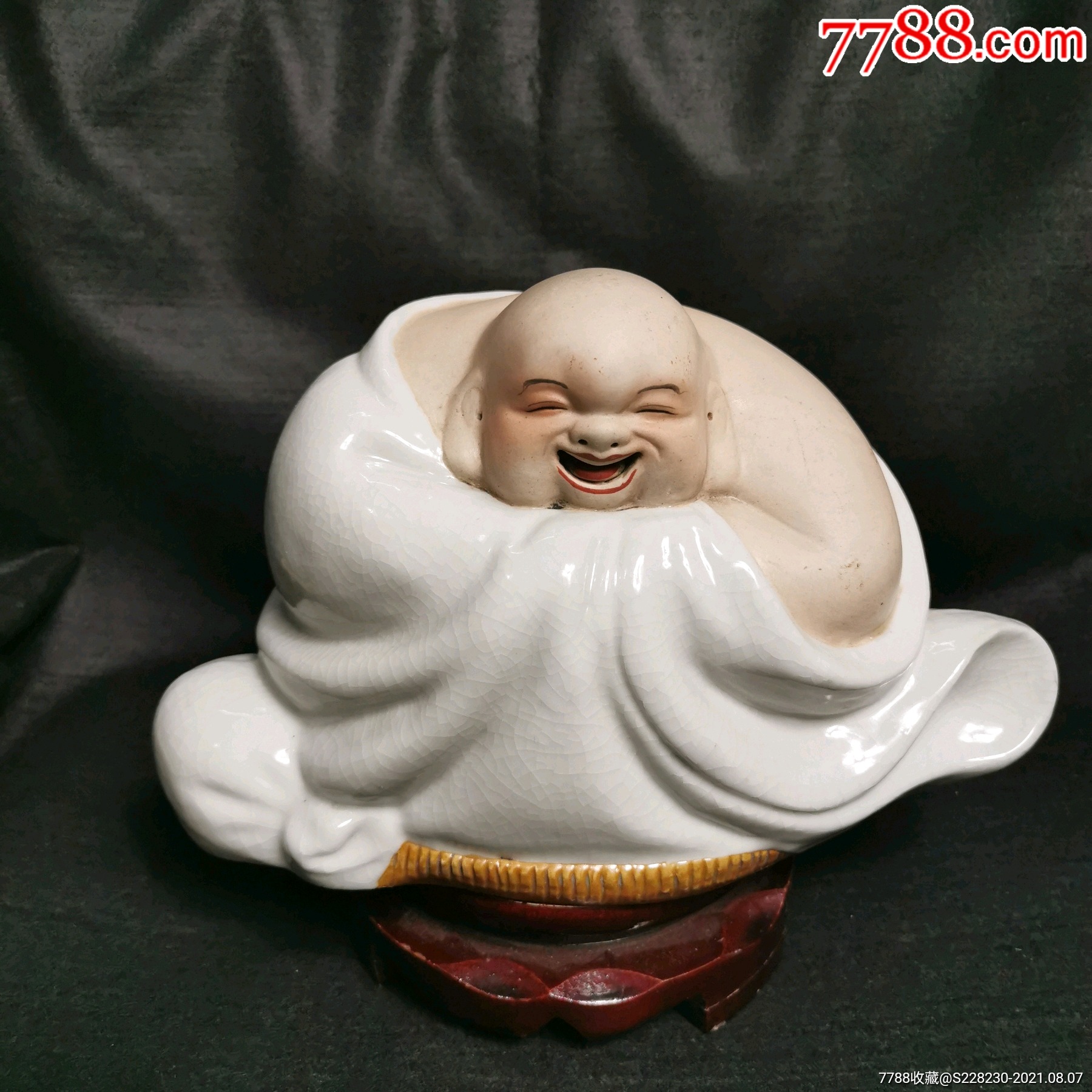 景德镇老厂货,刘远长早期样品70年代雕塑瓷厂研究所,哈哈佛摆件,笑口