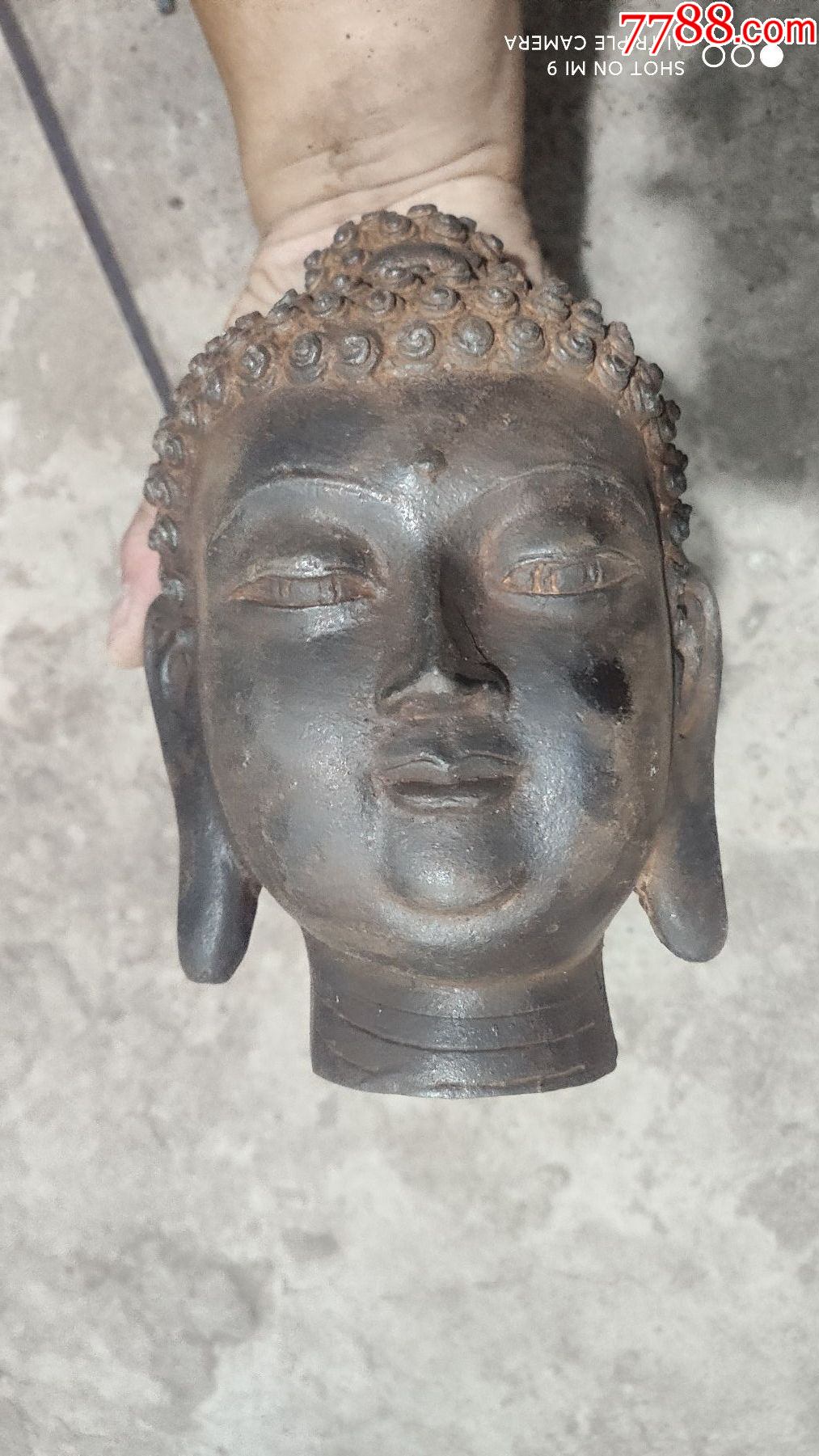 佛像造像铁佛头一尊高16厘米