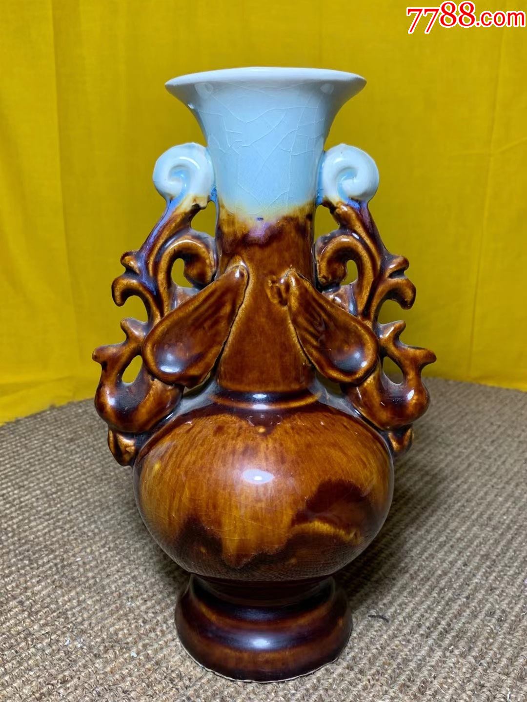 年代窑变釉双凤耳花瓶_花釉/窑变瓷_收藏价格_鉴定交易_7788瓷器网