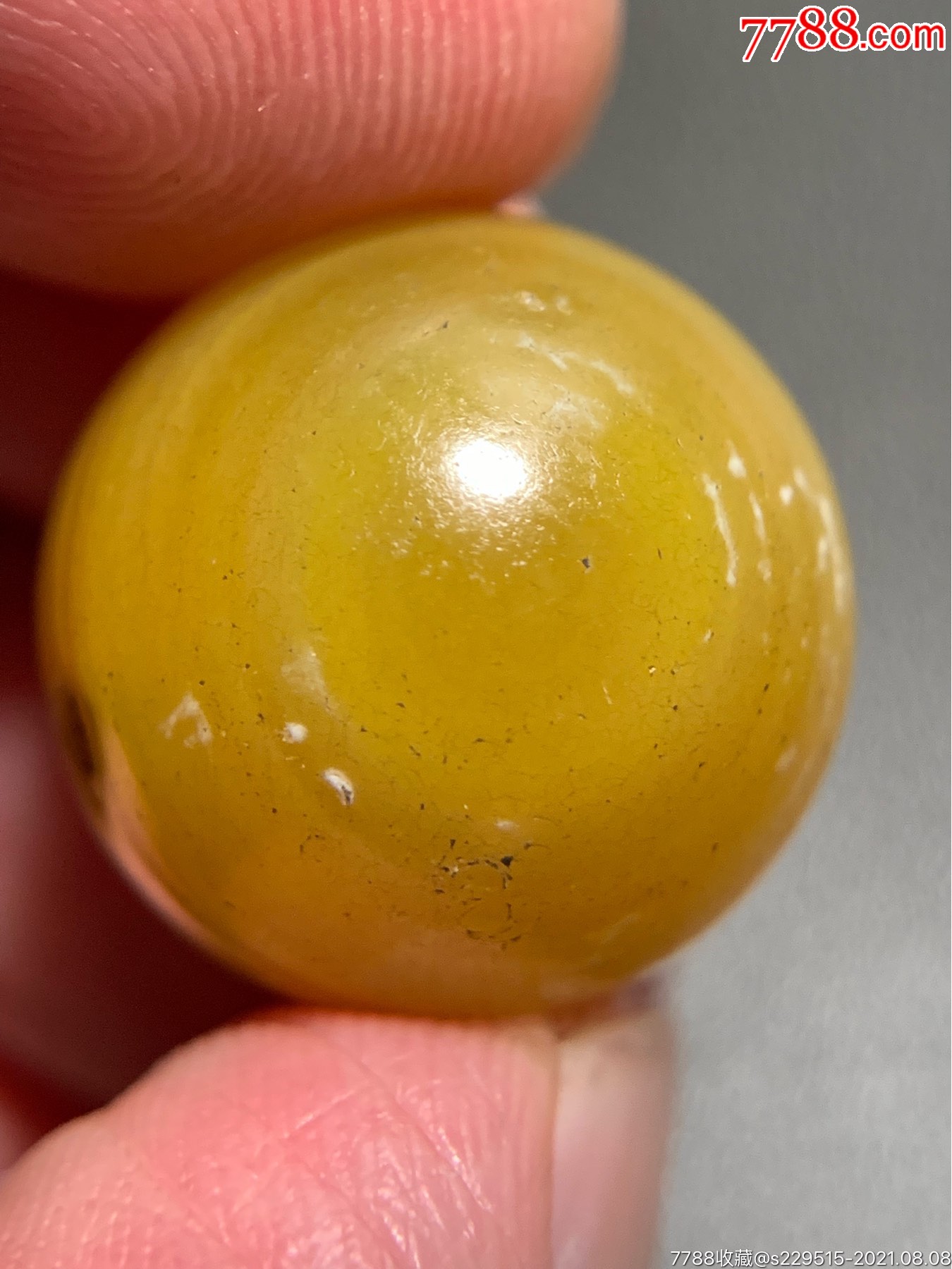 藏传带双佛眼黄色玛瑙圆珠17.8*17.5毫米