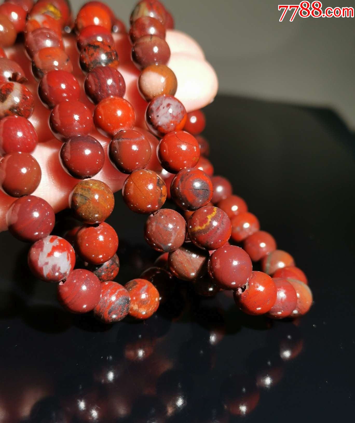 5883新疆哈密红伊丁陨石陨铁手链108颗