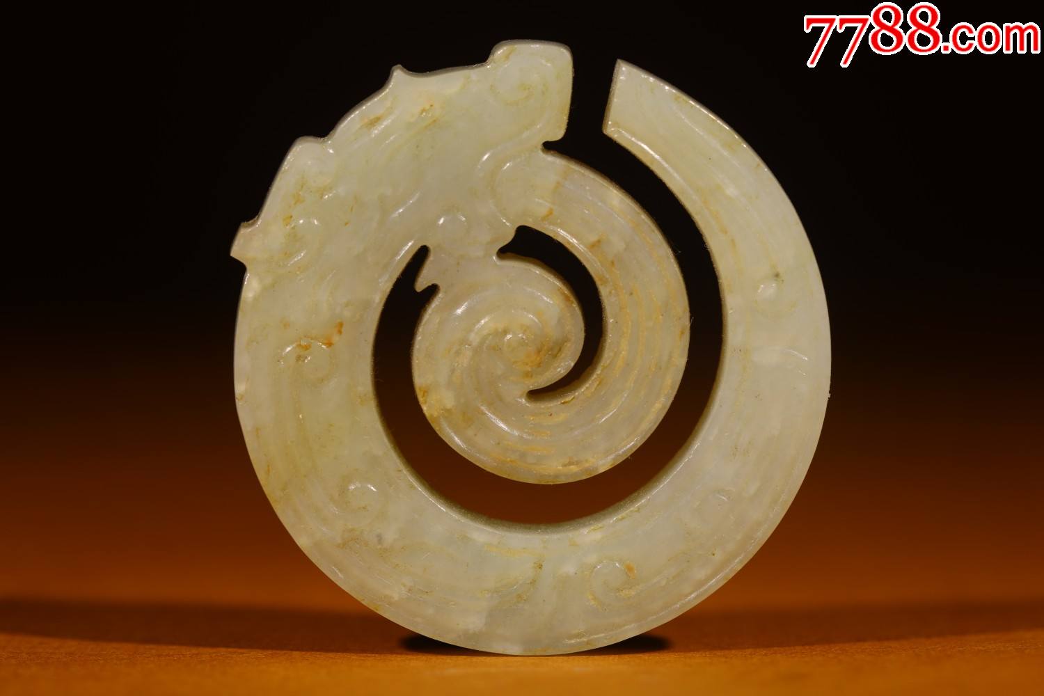 和田白玉螭龙纹环佩a84s18f