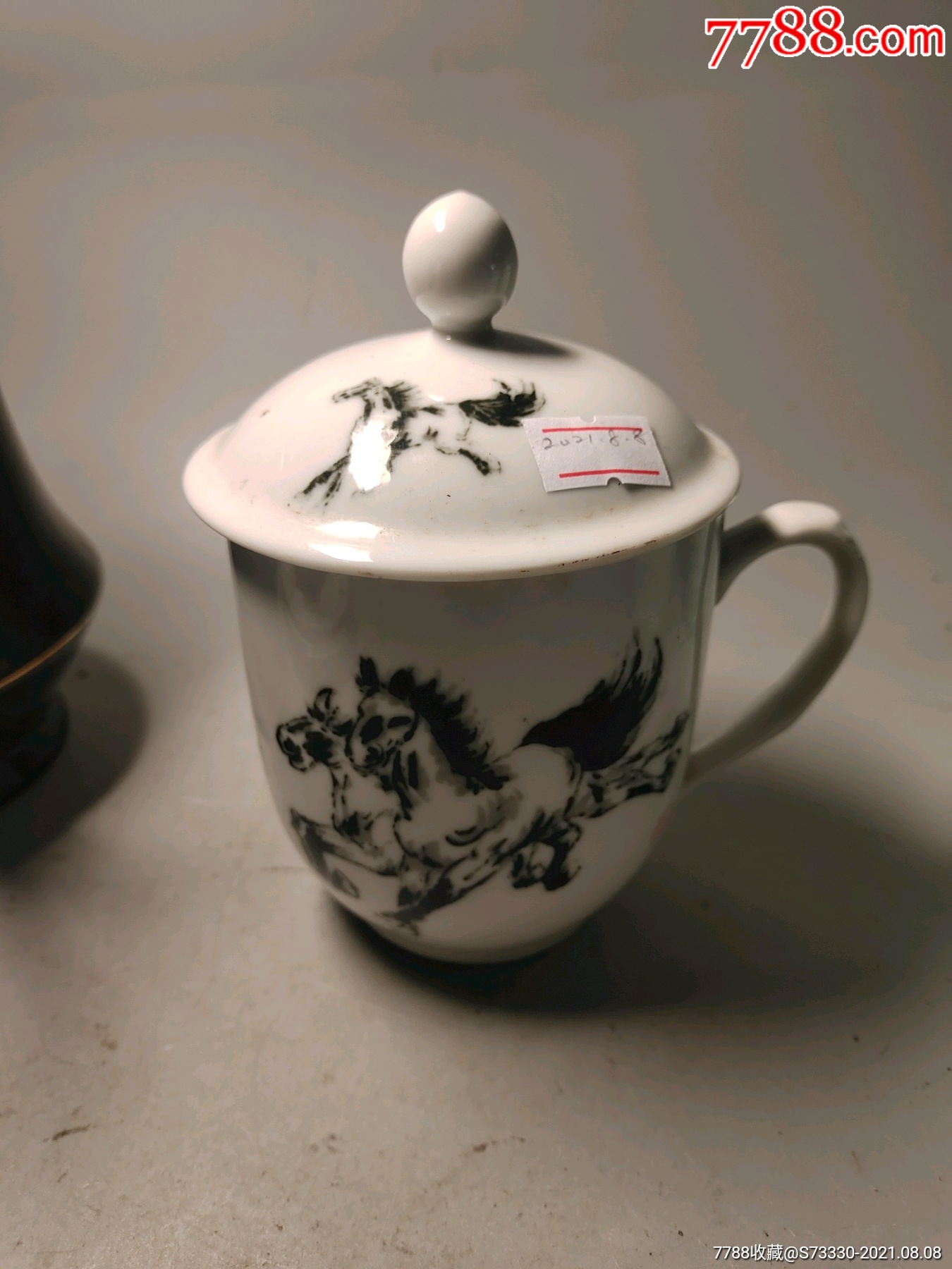 创汇期醴陵群力瓷厂马到成功茶杯一只