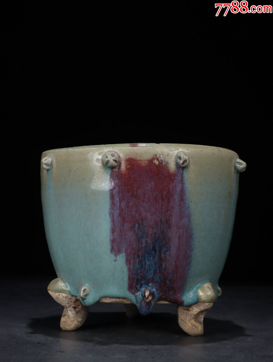 钧窑鼓型三足炉a102s28f