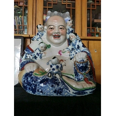 567粉彩五子登科弥勒佛像-彩绘瓷/彩瓷-7788旧书网