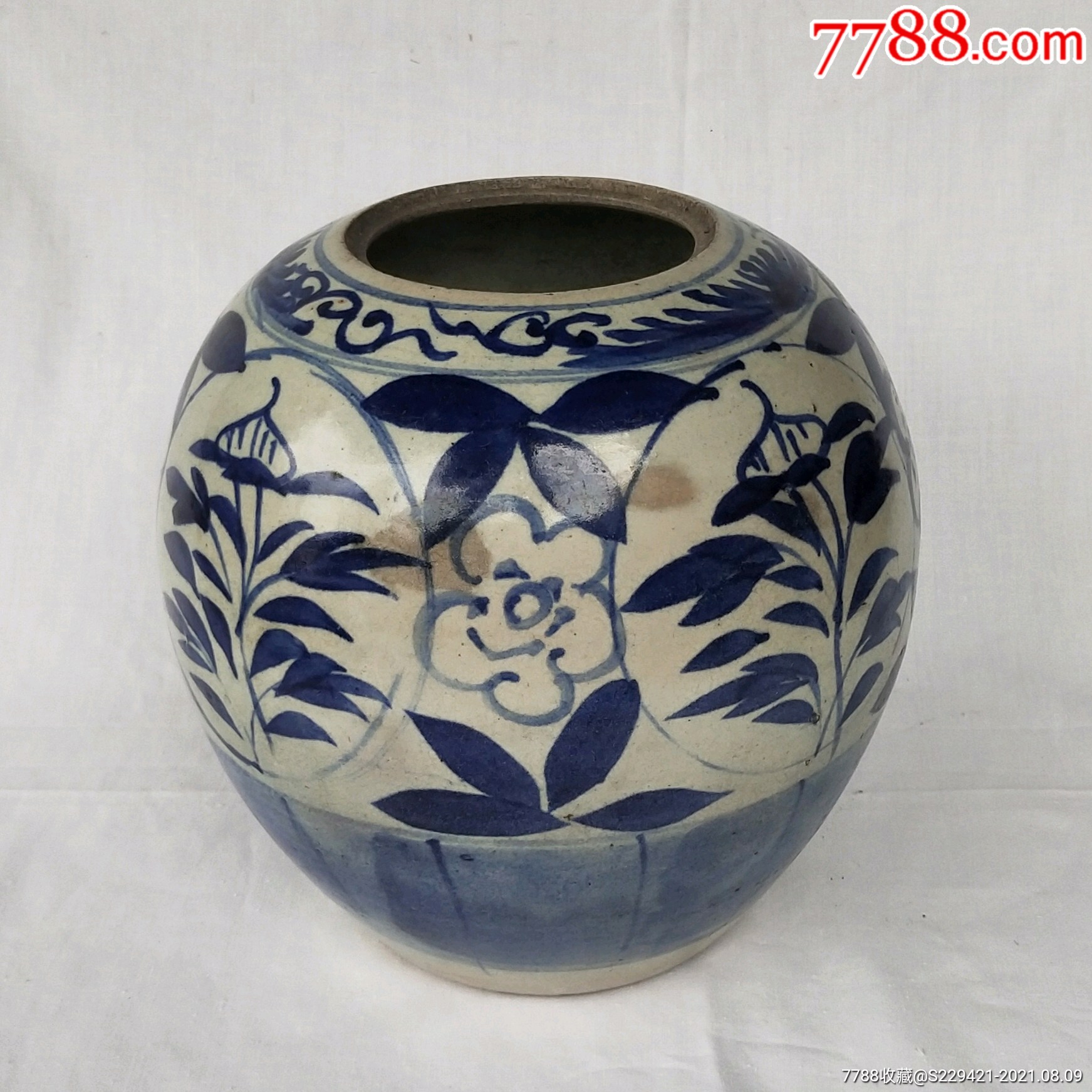 民国青花瓷罐西瓜坛子