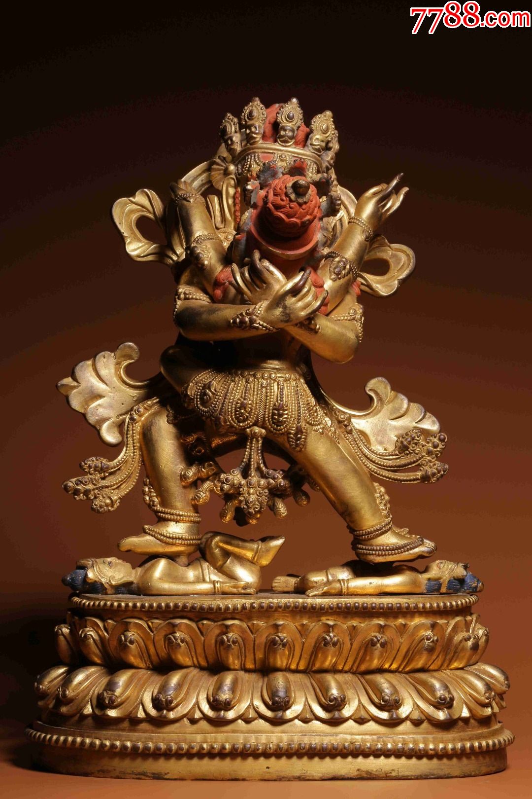 铜鎏金双身佛立像